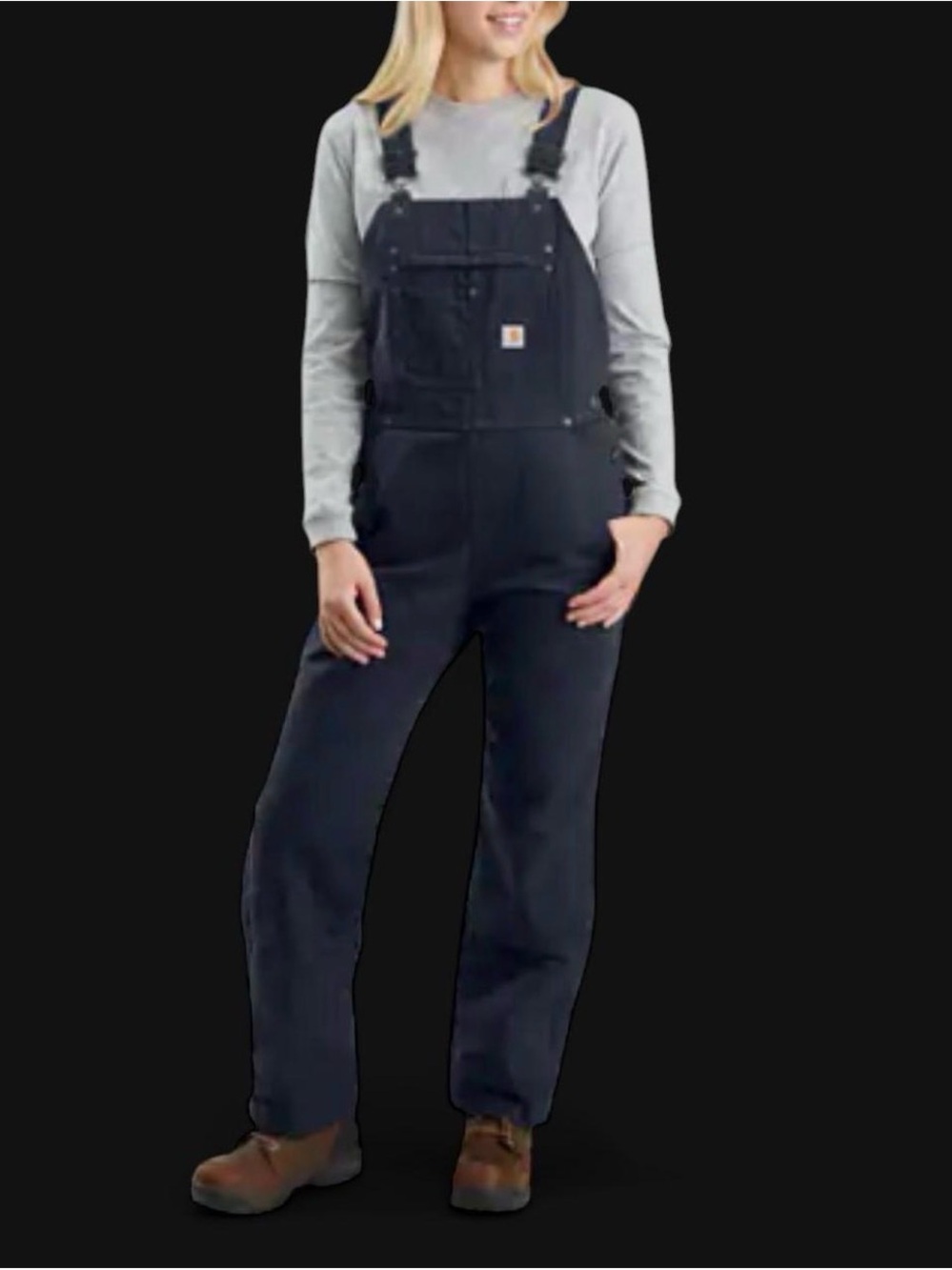 Carhartt Women's Relaxed Fit Washed Duck Insulated Bib Overalls Navy M (8-10)